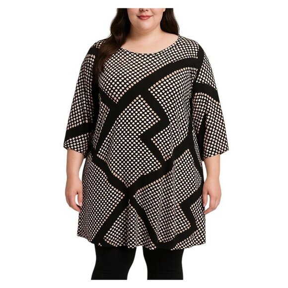 MSK Dresses & Skirts - MSK Tunic Dress Size Large Womens Flowy Sleeves Relaxed Fit Geometric Polka Dot